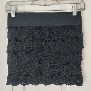 Charlotte Russe Black Crochet Mini Skirt